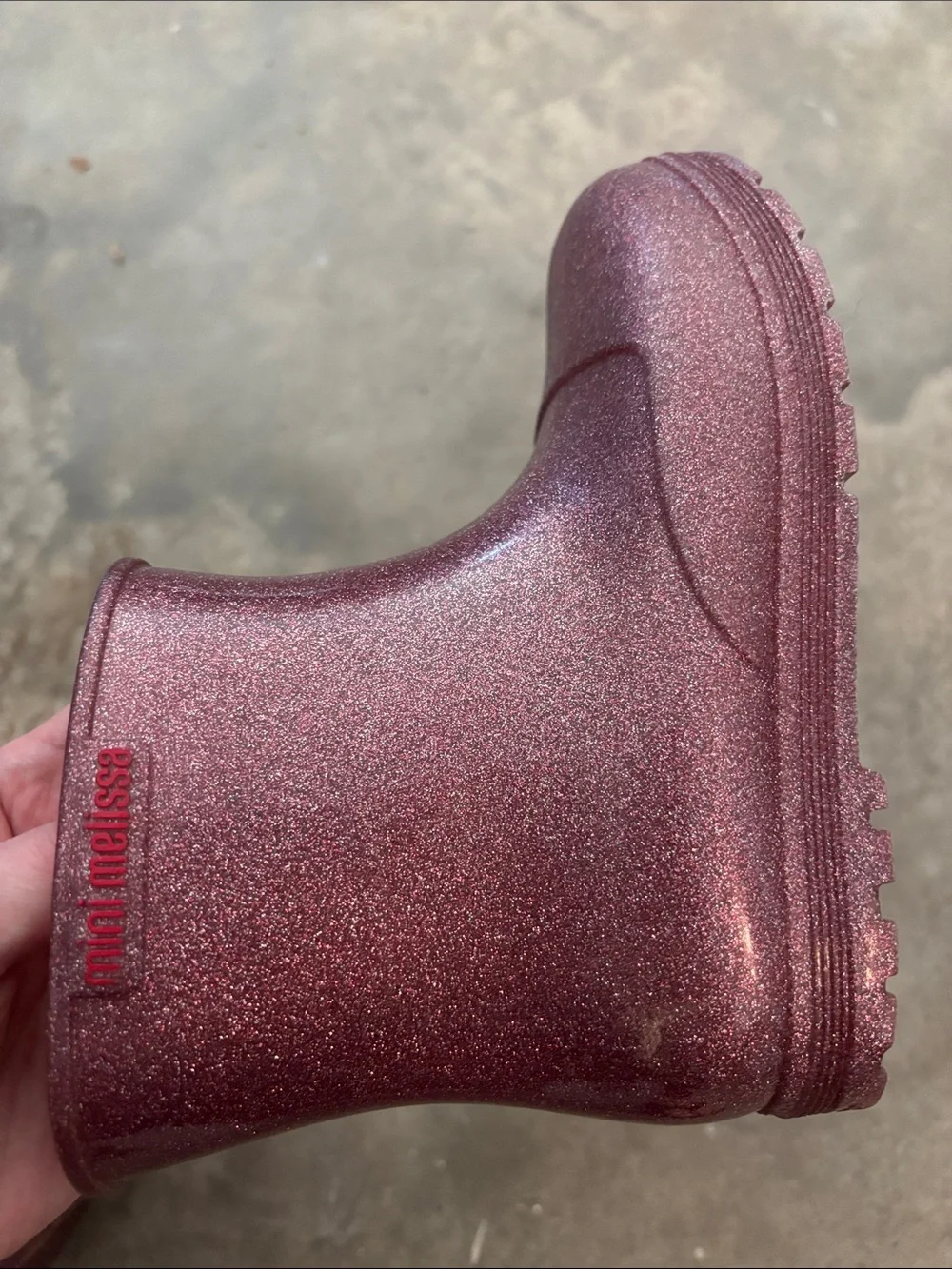 Mini Melissa Little Girls’ Pink Glitter Welly